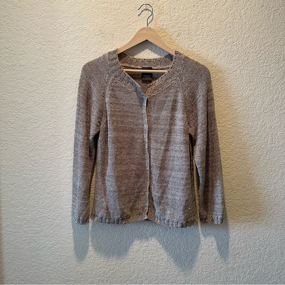 Lorena Antoniazzi ltaupe multicolored champagne sparkle sequins cardigan 46